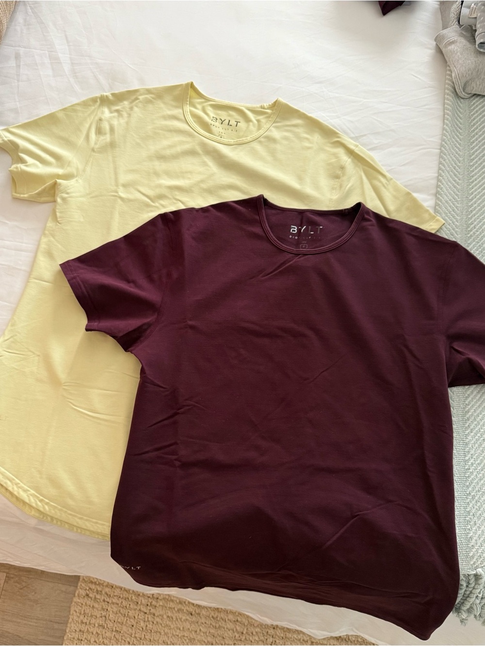 BYLT Basics Short Sleeve Crew Drop Cut Lux Slim Fit Mens Shirts Set of 2